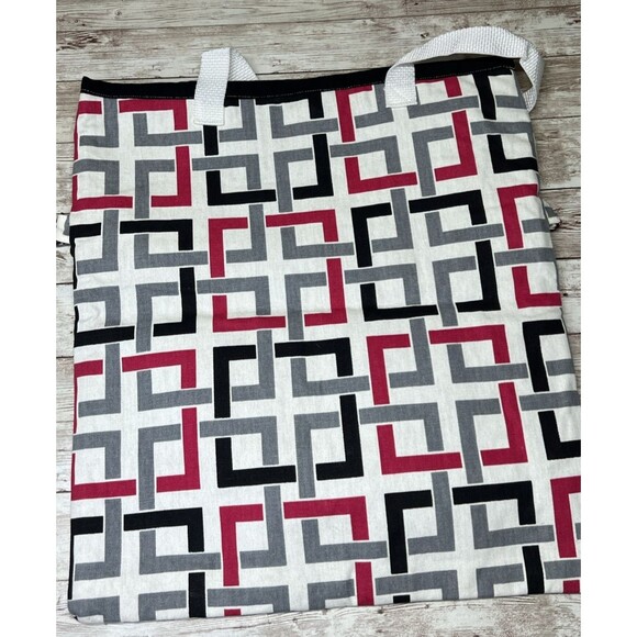 Geometric Large Tote Bag / Handmade Tapisho Design / Quality Canvas Double Strap - Picture 12 of 16